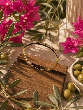Gold-Tone Greek Key Bangle Bracelet - Women Jewelry